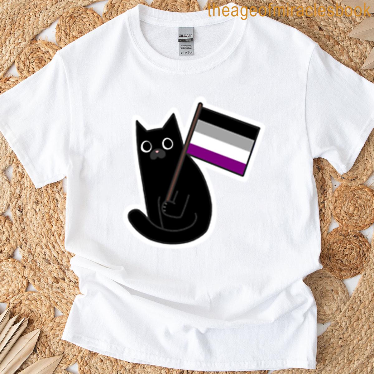 Asexual Pride Flag Black Cat Sticker T-shirt