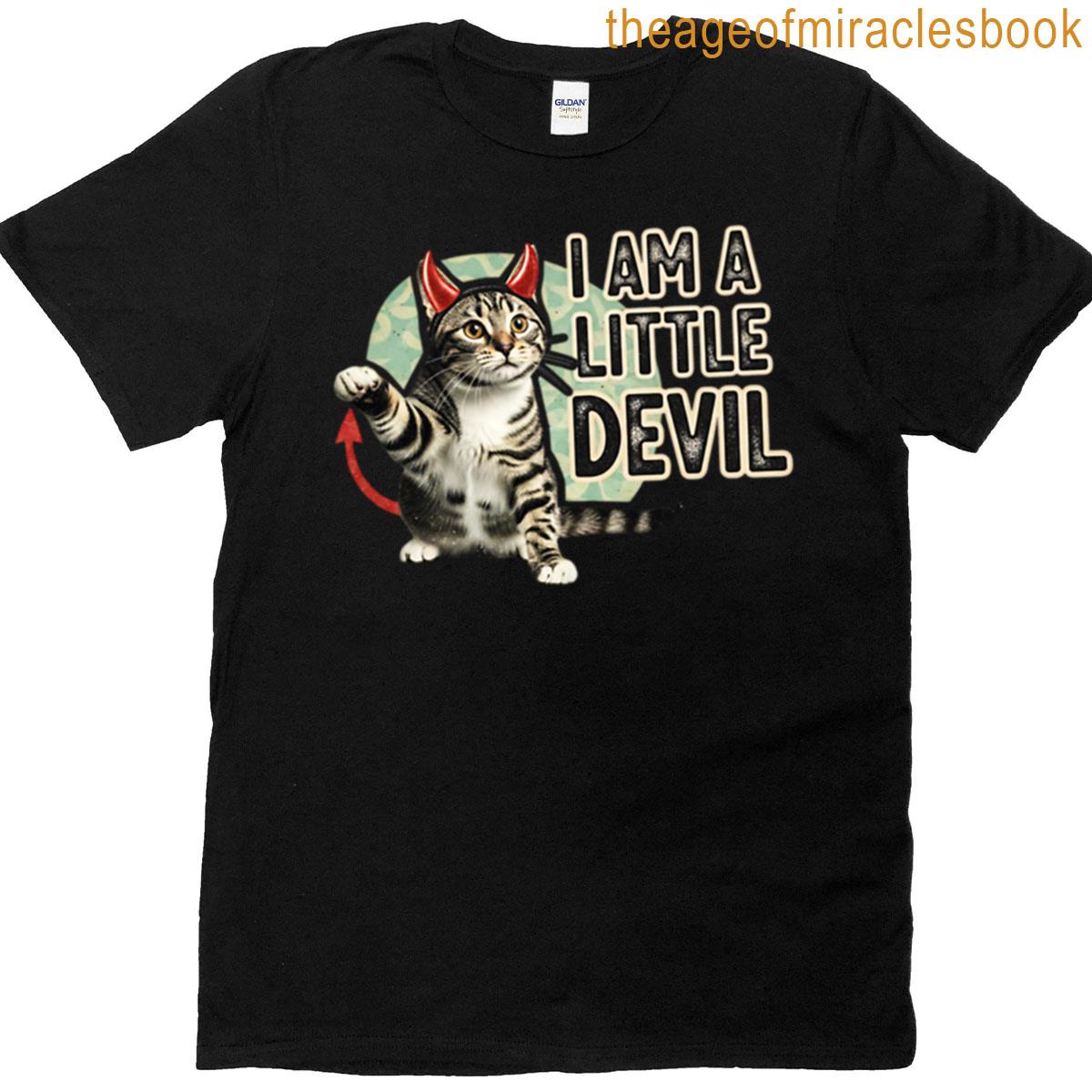 Cat With Devil Horns Retro Style T-shirt