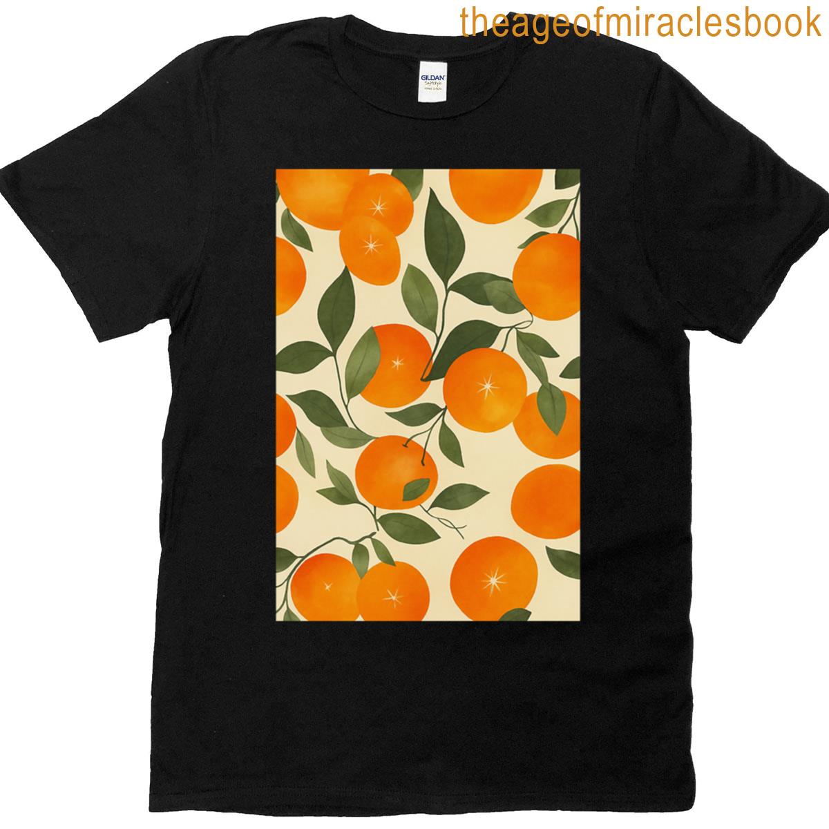 Retro Orange Citrus Fruit Pattern Print T-shirt