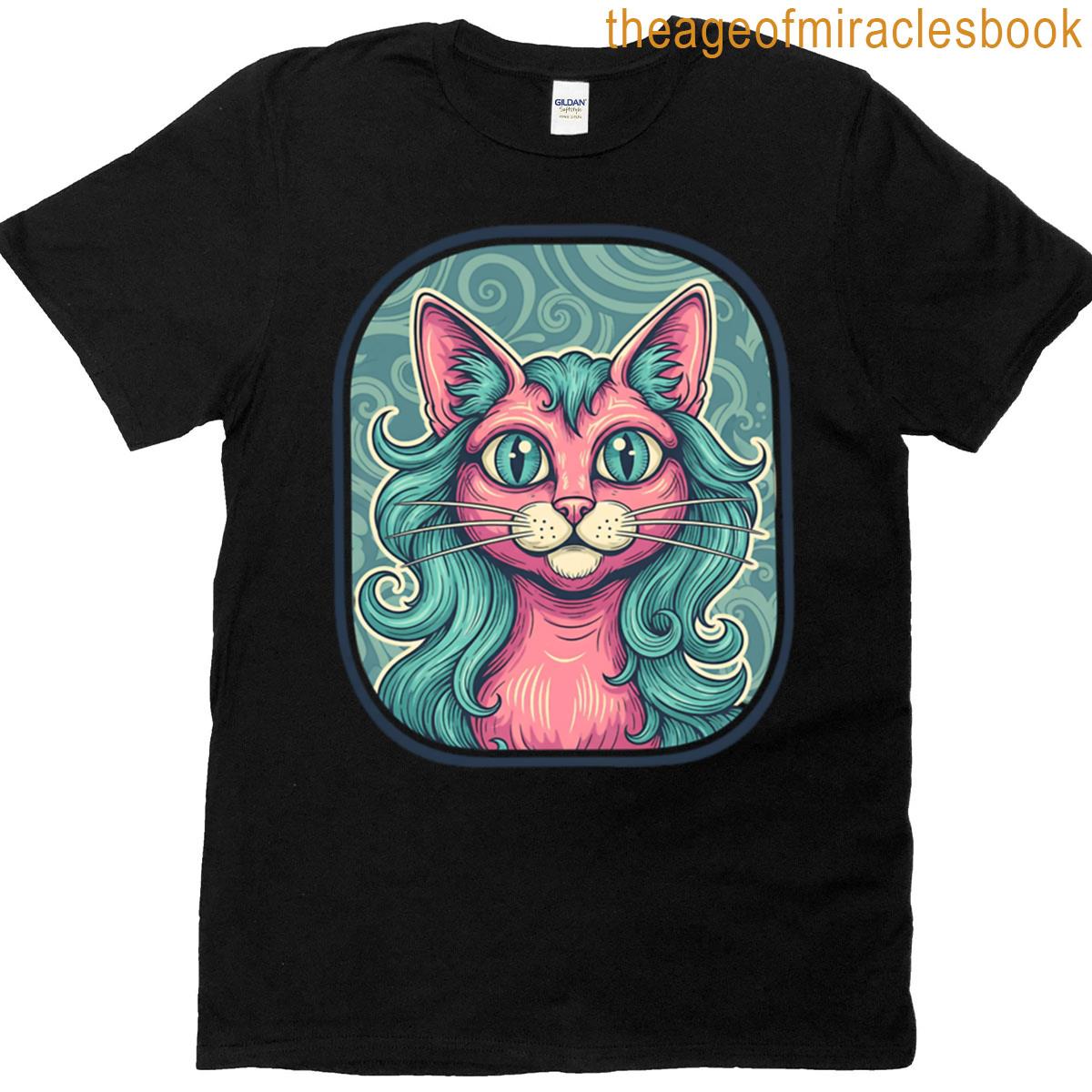 Retro Psychedelic Cat T-shirt