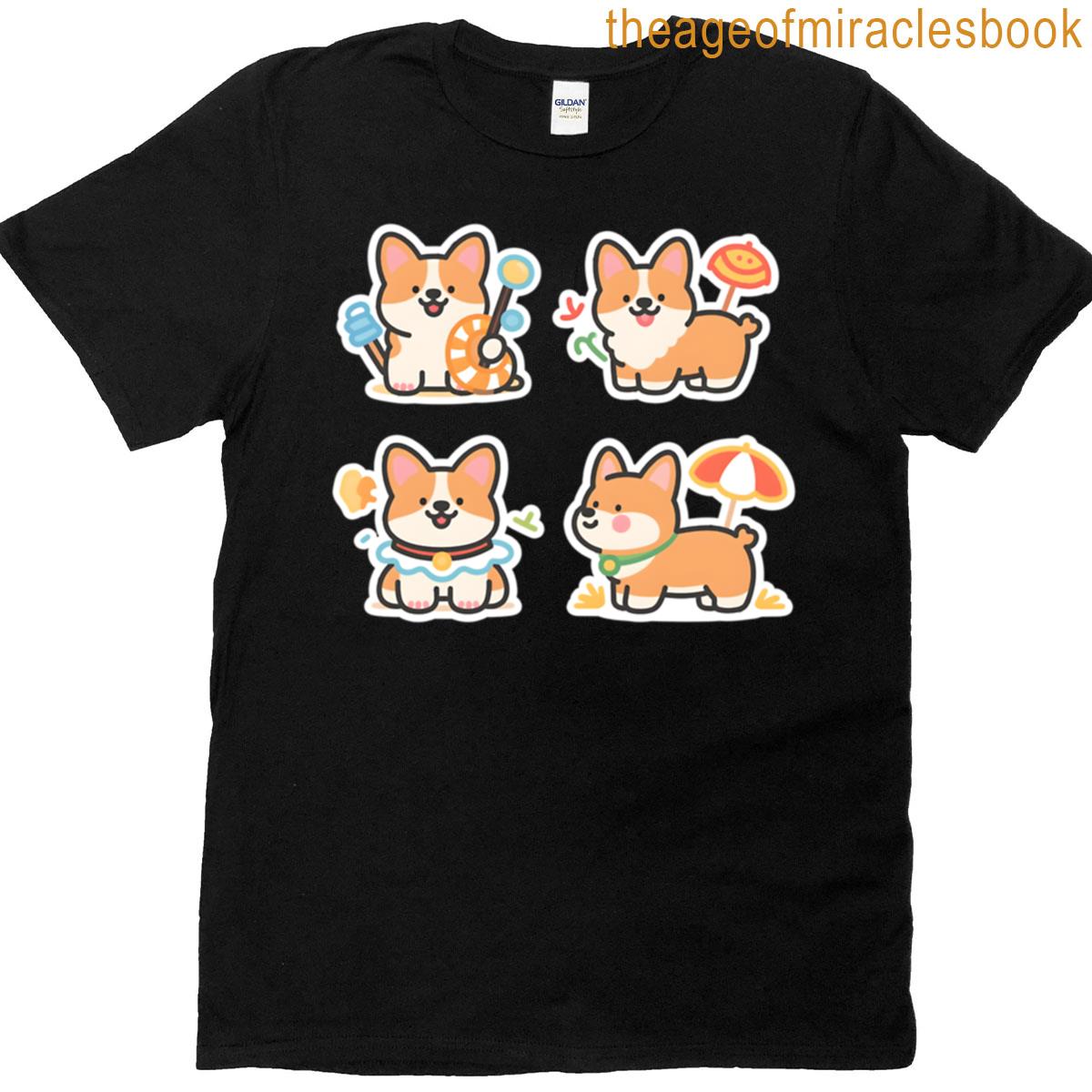 Summer Corgi Sticker Set T-shirt