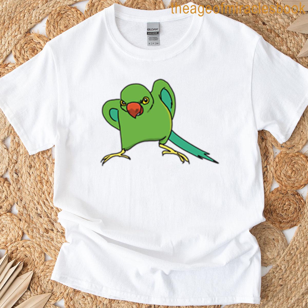 Angry Green Ringneck Parakeet Bird T-shirt