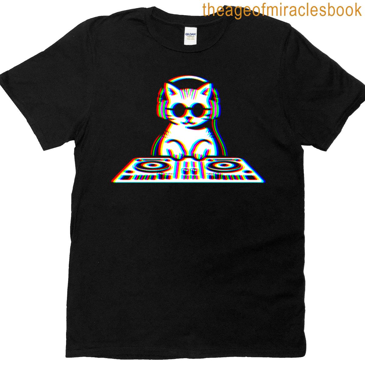 Glitch Dj Cat Edm Kitty Vibes T-shirt