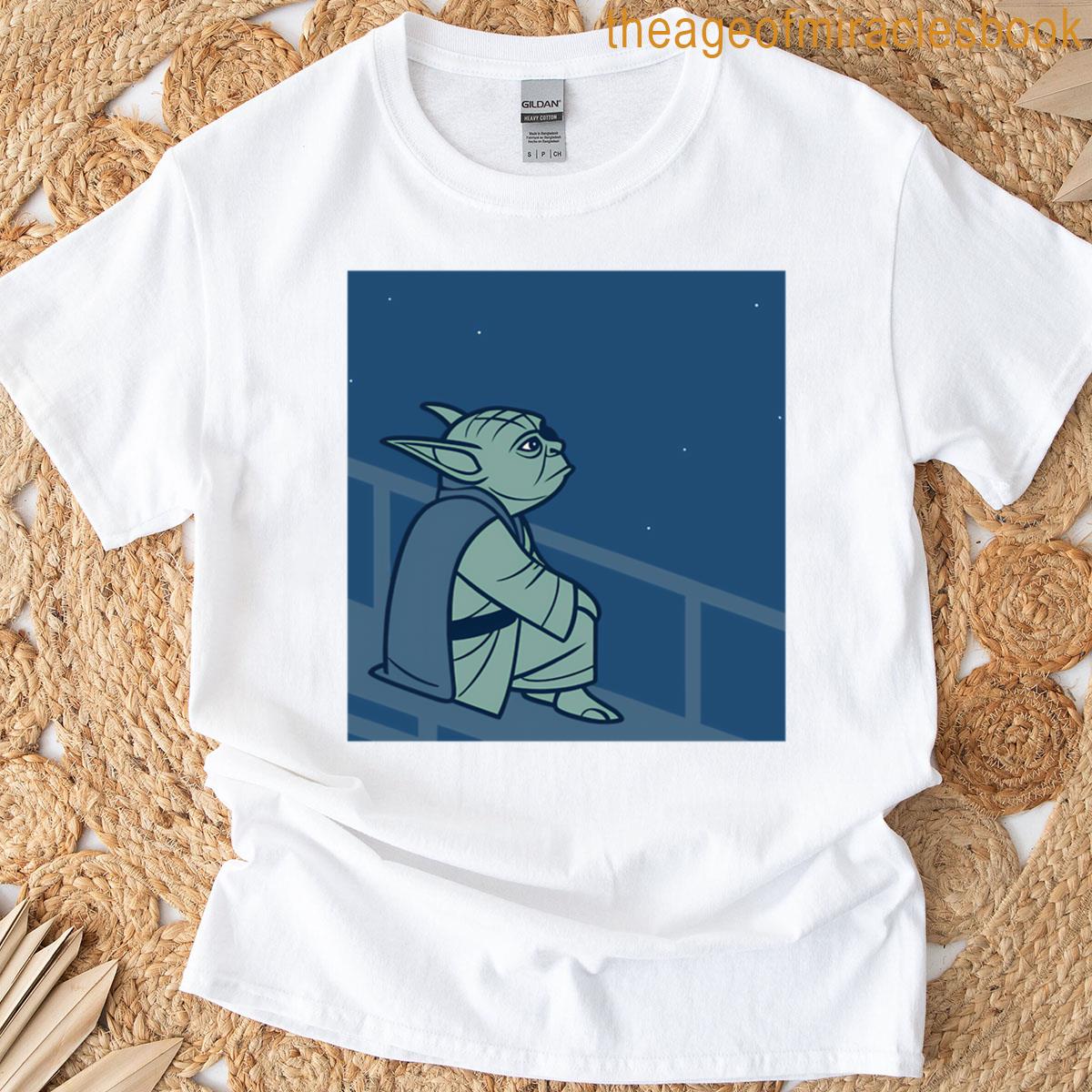 Reflective Yoda Under Starry Sky Oversized T-shirt