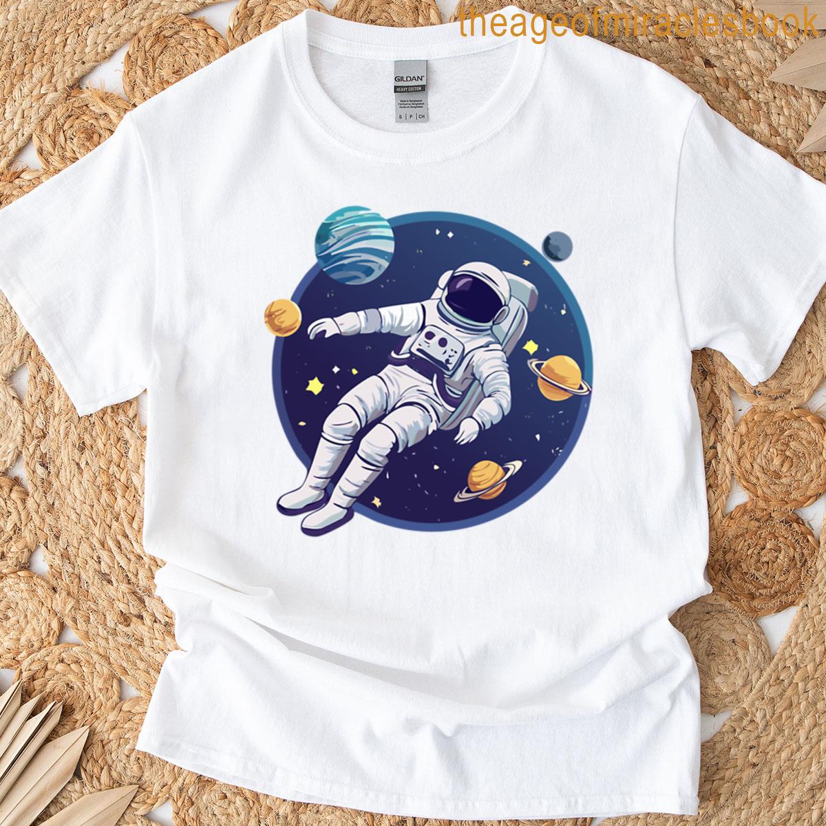 Astronaut Space Planets Cosmic Explorer Art T-shirt