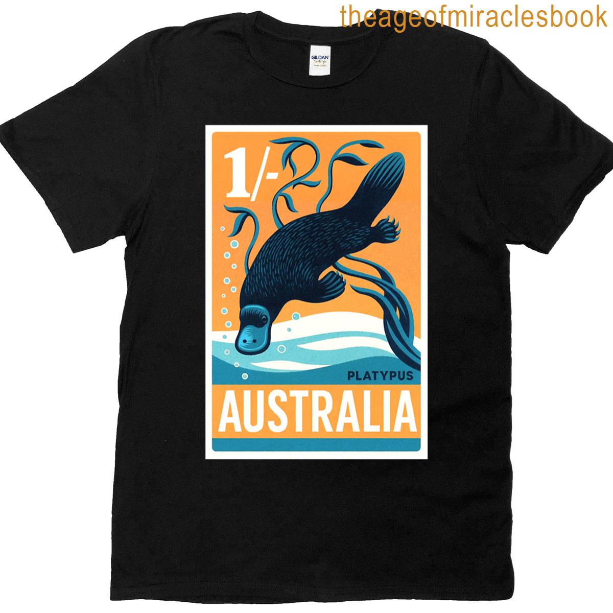 Australia Platypus Stylized Postage Stamp T-shirt
