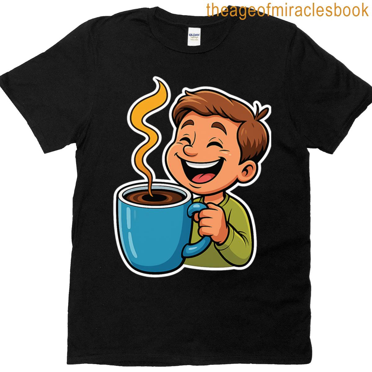 Cute Cartoon Boy With Coffee Mug T-shirt