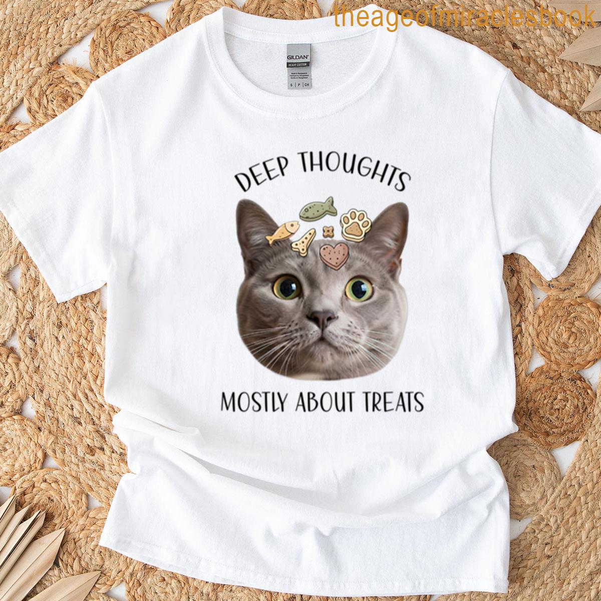 Deep Thinking Cat Cute Cat Thinking About Treats T-shirt