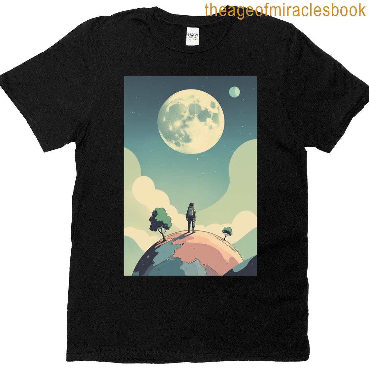 Alone On A Tiny Planet Dreamy Space Explorer Poster T-shirt Alone On A Tiny Planet Dreamy Space Explorer Poster T-shirt