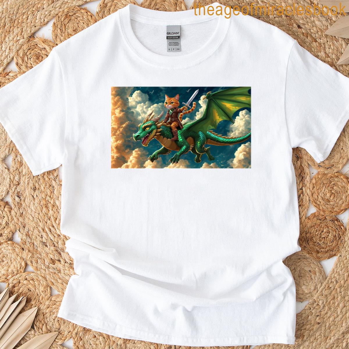 Cat Riding Dragon Funny T-shirt