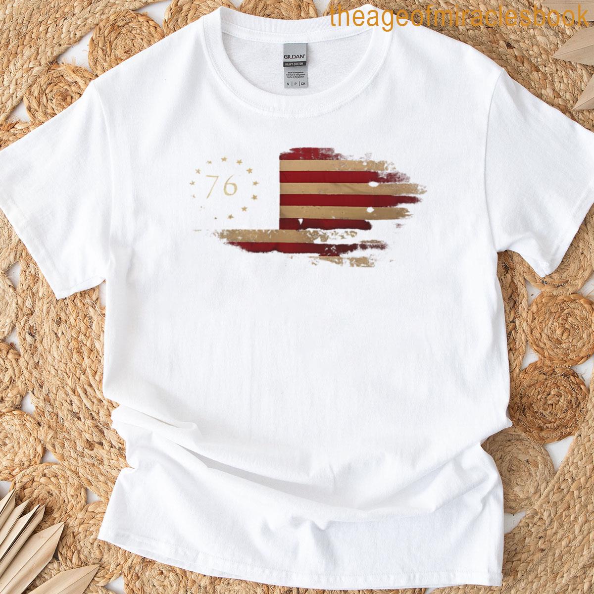 Distressed Betsy Ross 1776 Flag Design T-shirt