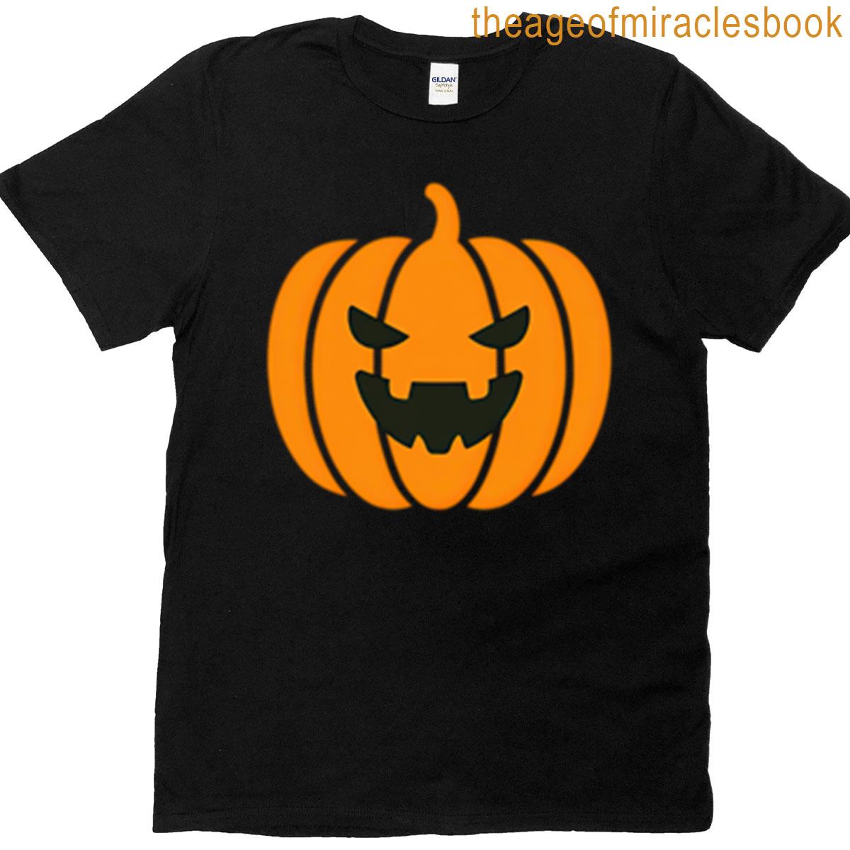 Spooky Halloween Pumpkin Face Design T-shirt