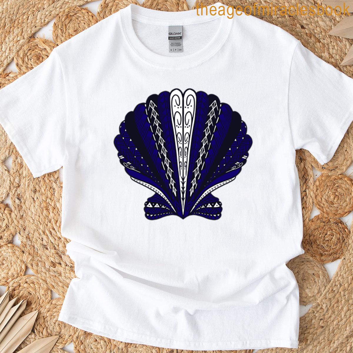 Blue Tribal Clam Sea Shell T-shirt