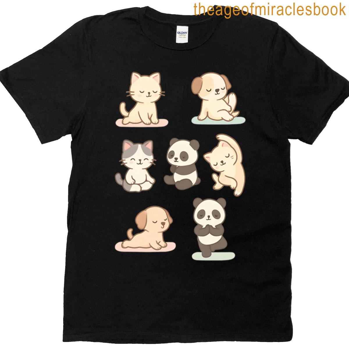 Charming Chibi Animals Doing Playful Yoga T-shirt