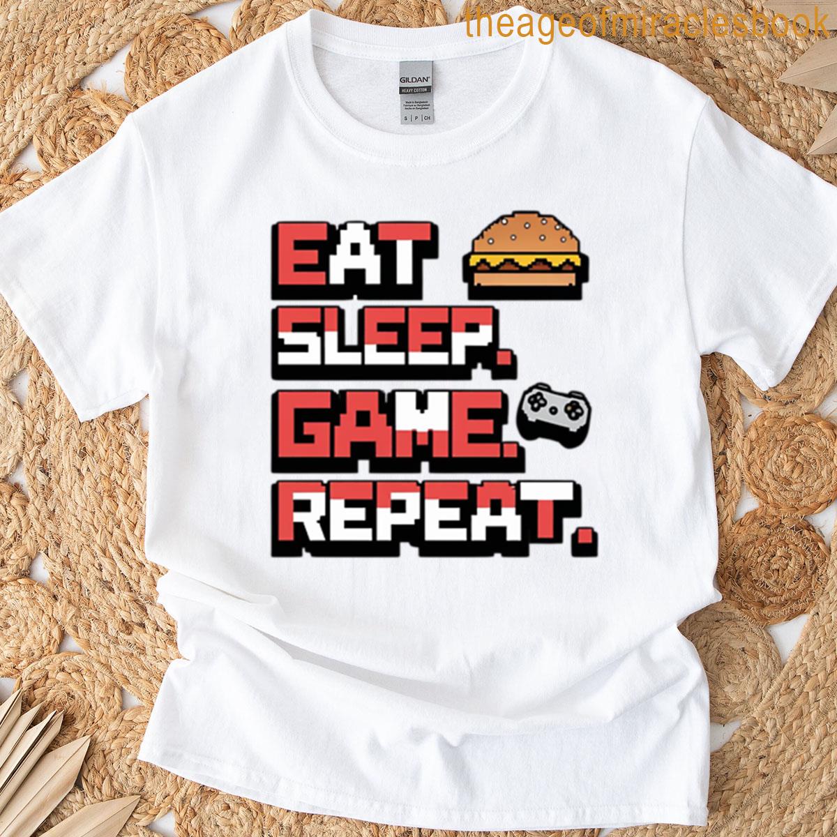 Eat Sleep Game Repeat Gamer Routine Design T-shirt