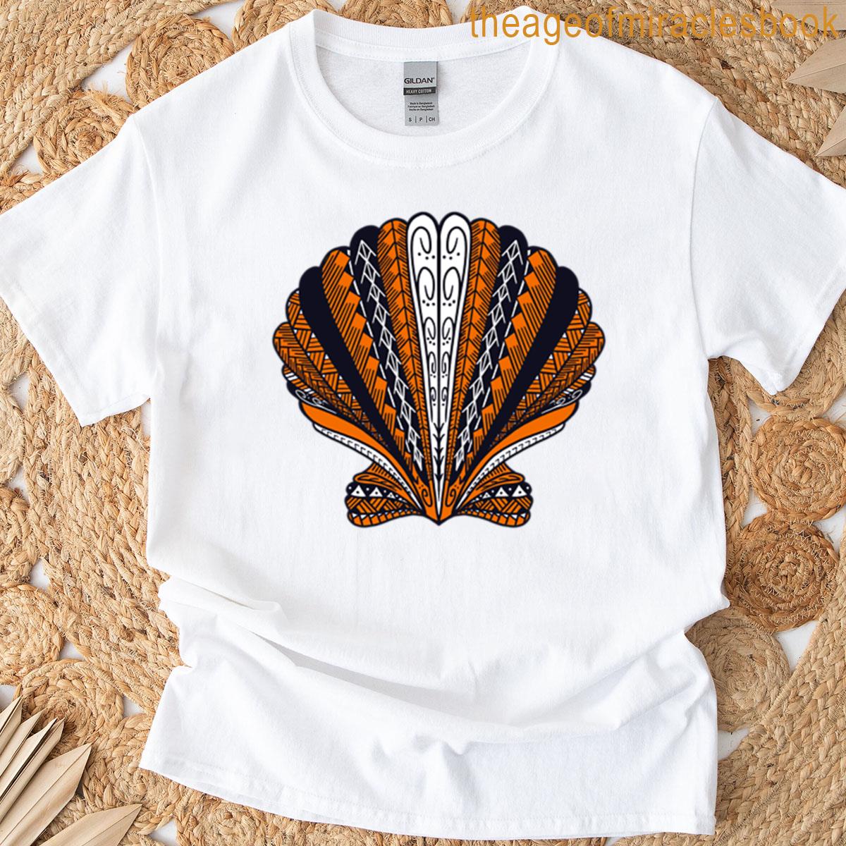 Orange Tribal Clam Sea Shell T-shirt