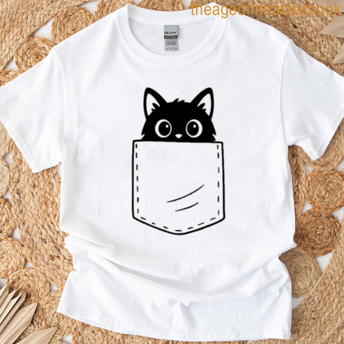 Sneaky Cat In Pocket Oversized T-shirt