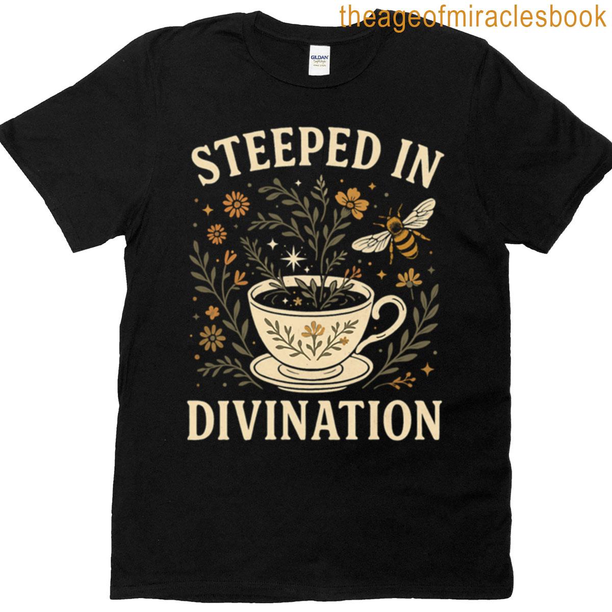 Steeped In Divination Mystical Tea Bee Witchcore Design T-shirt
