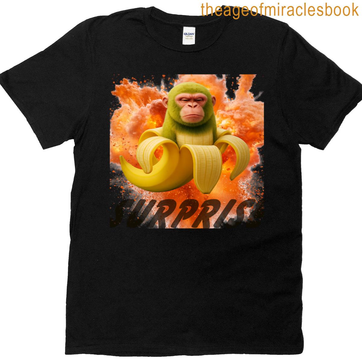 Surprised Monkey Banana Blast Totally Unexpected Fun T-shirt