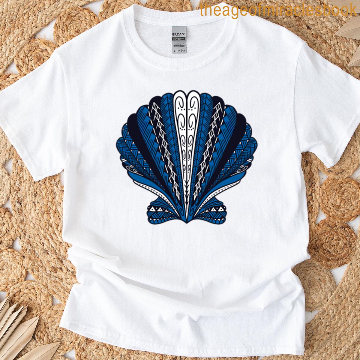 Teal Tribal Clam Sea Shell T-shirt