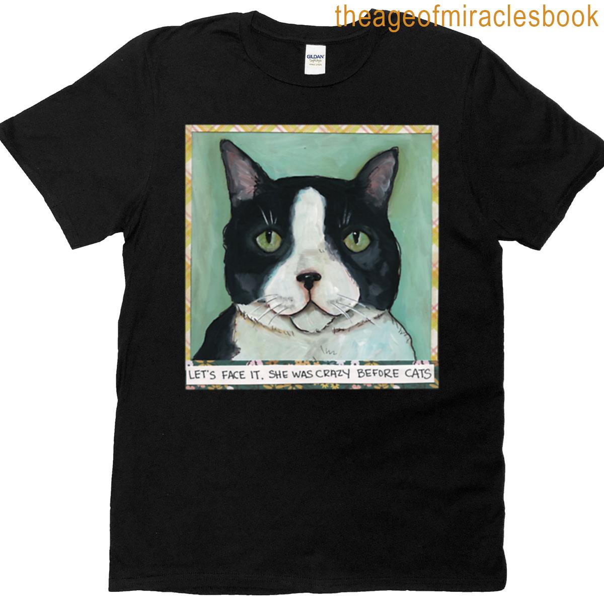 Lets Face It Hand Created Tuxedo Cat Art T-shirt