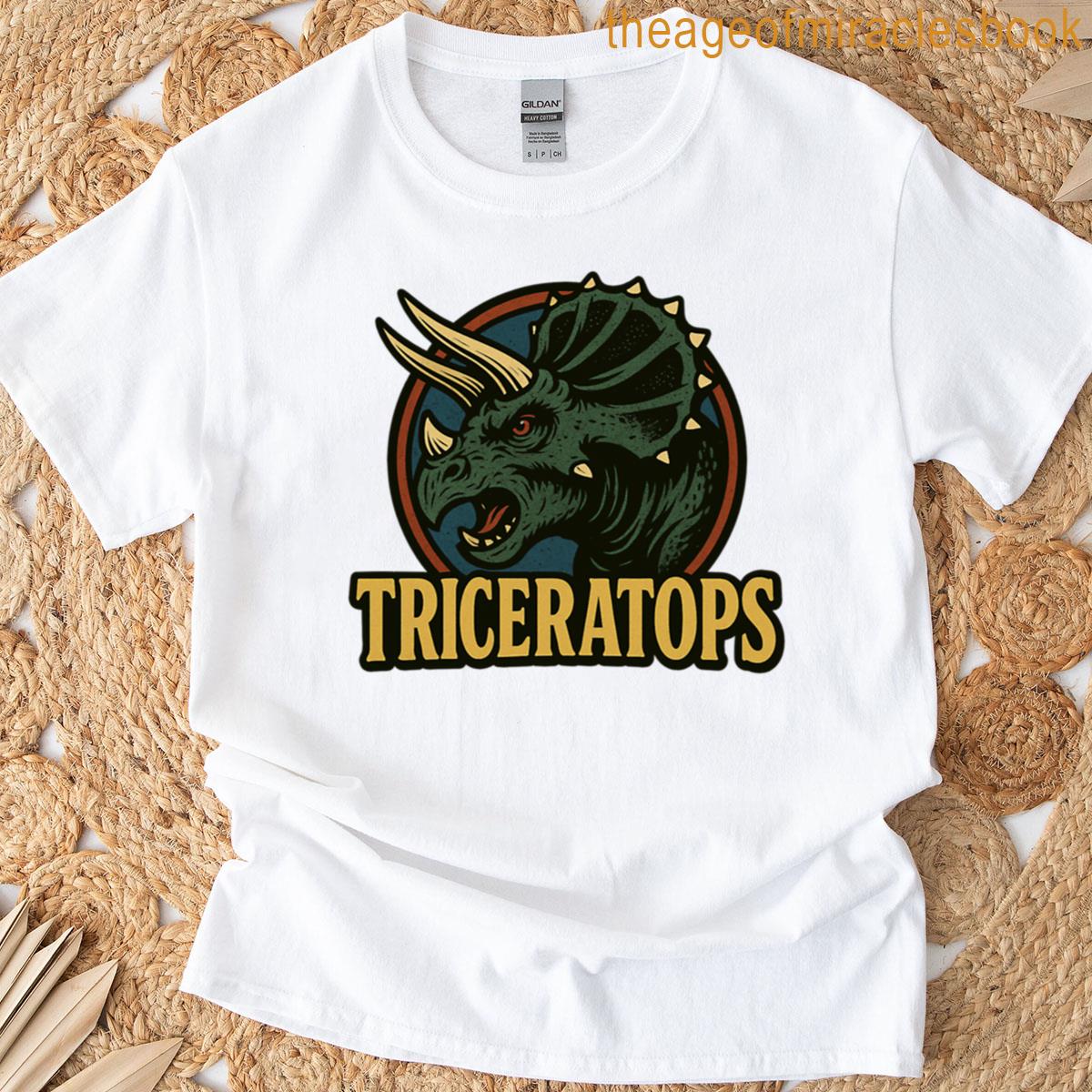 Furious Triceratops Retro Jurassic T-shirt