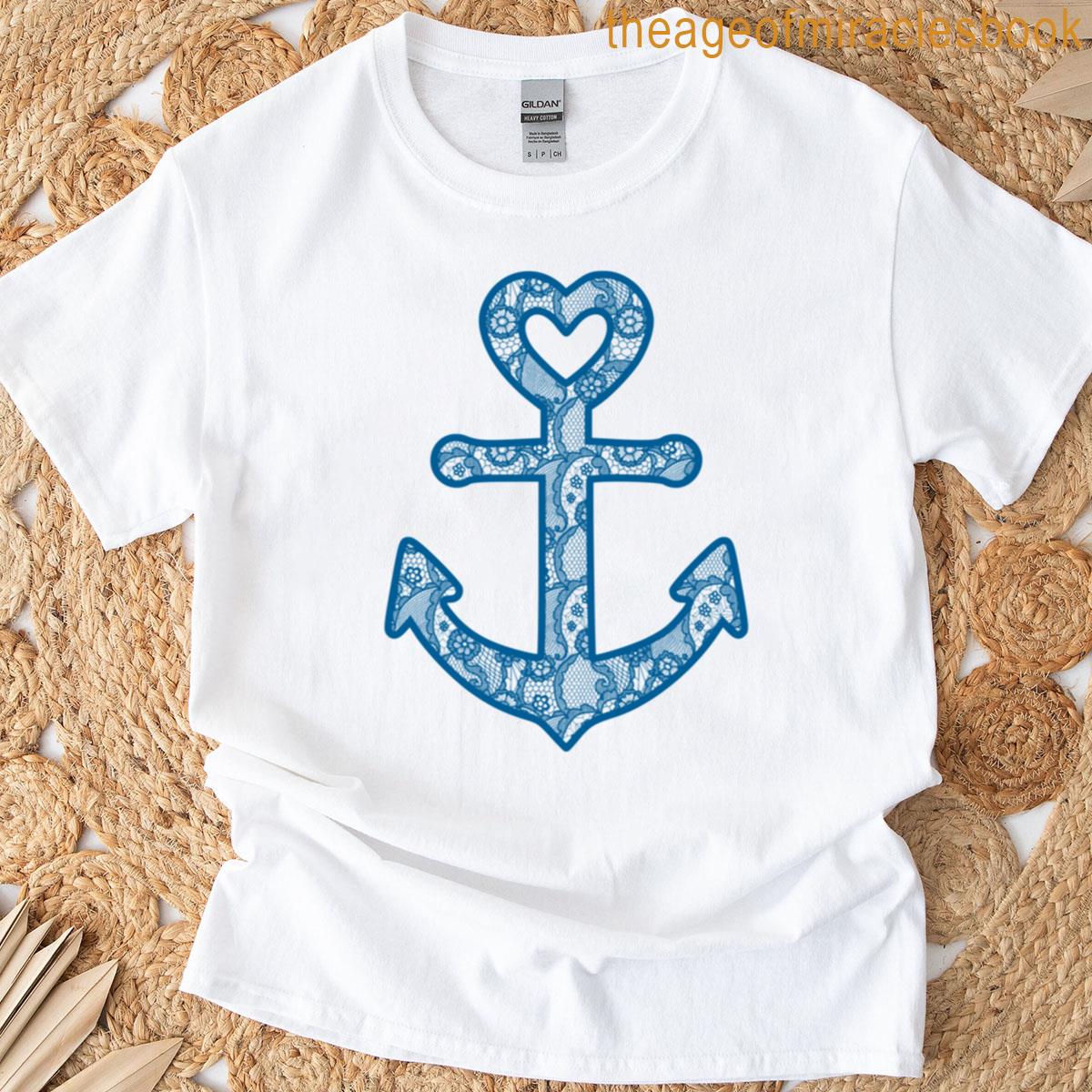 Navy Blue Lace Anchor T-shirt