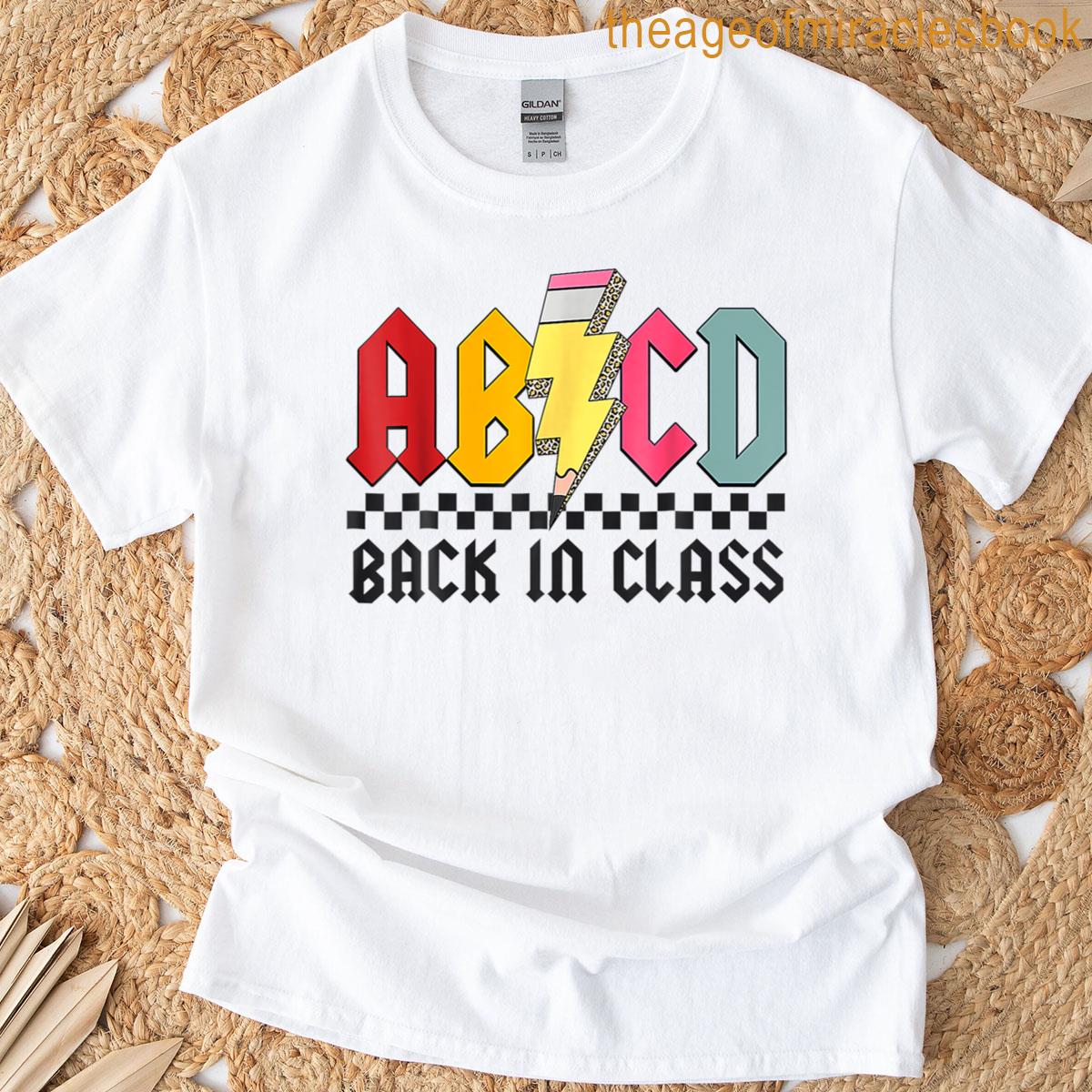 Retro Abcd Leopard Rock Back In Class Pencil Back To School T-shirt