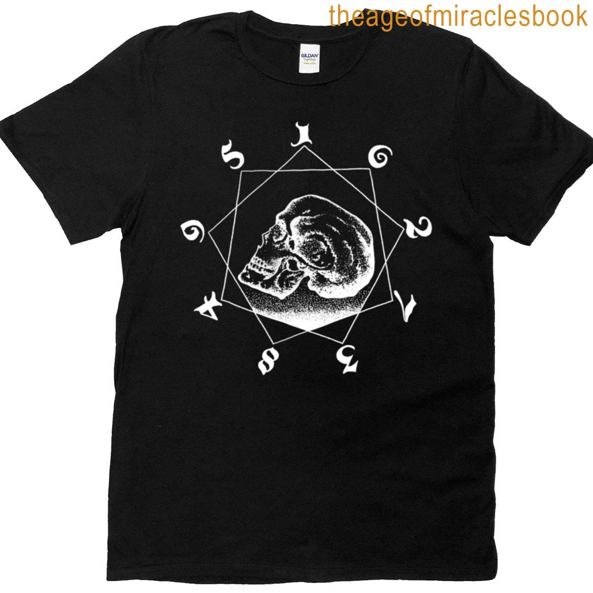 Skull In 9-sided Star White Print T-shirt
