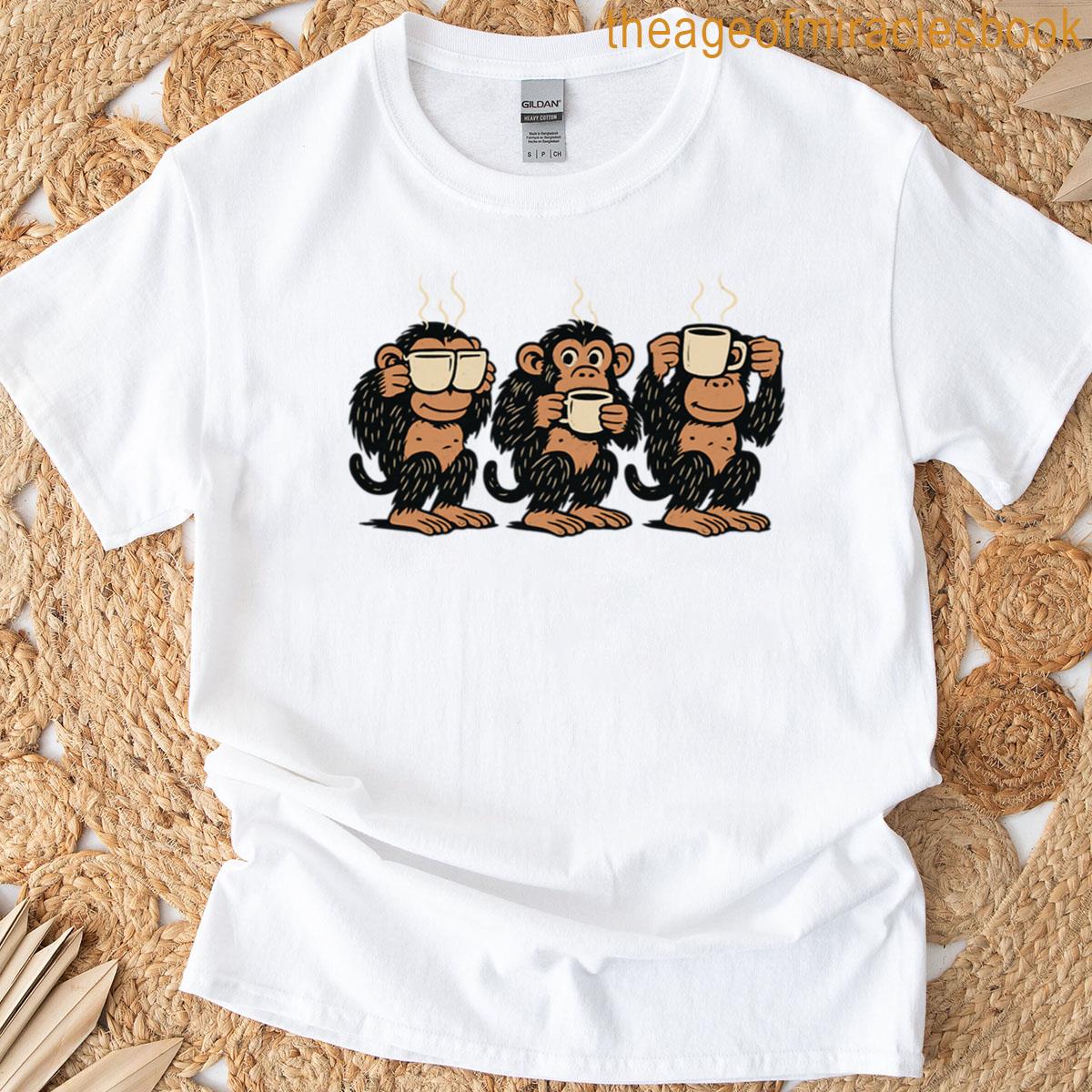 Three Coffee Monkeys Morning Mood Oversized T-shirt