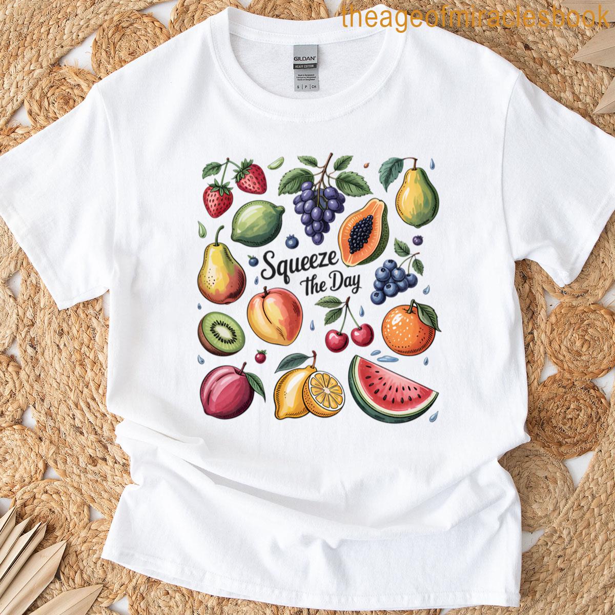 Tropical Summer Fruits Grid T-shirt