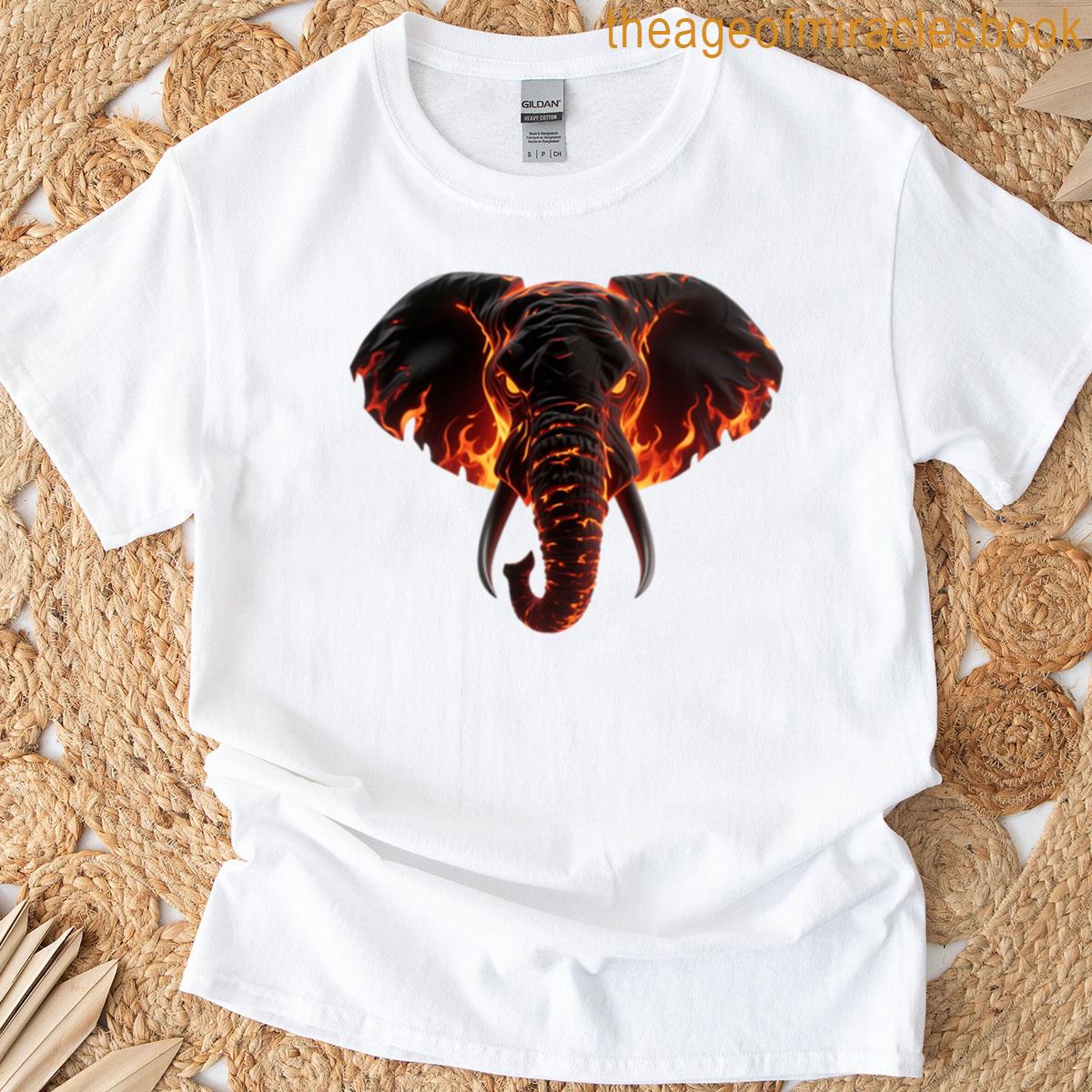 Angry Fire Elephant Design T-shirt
