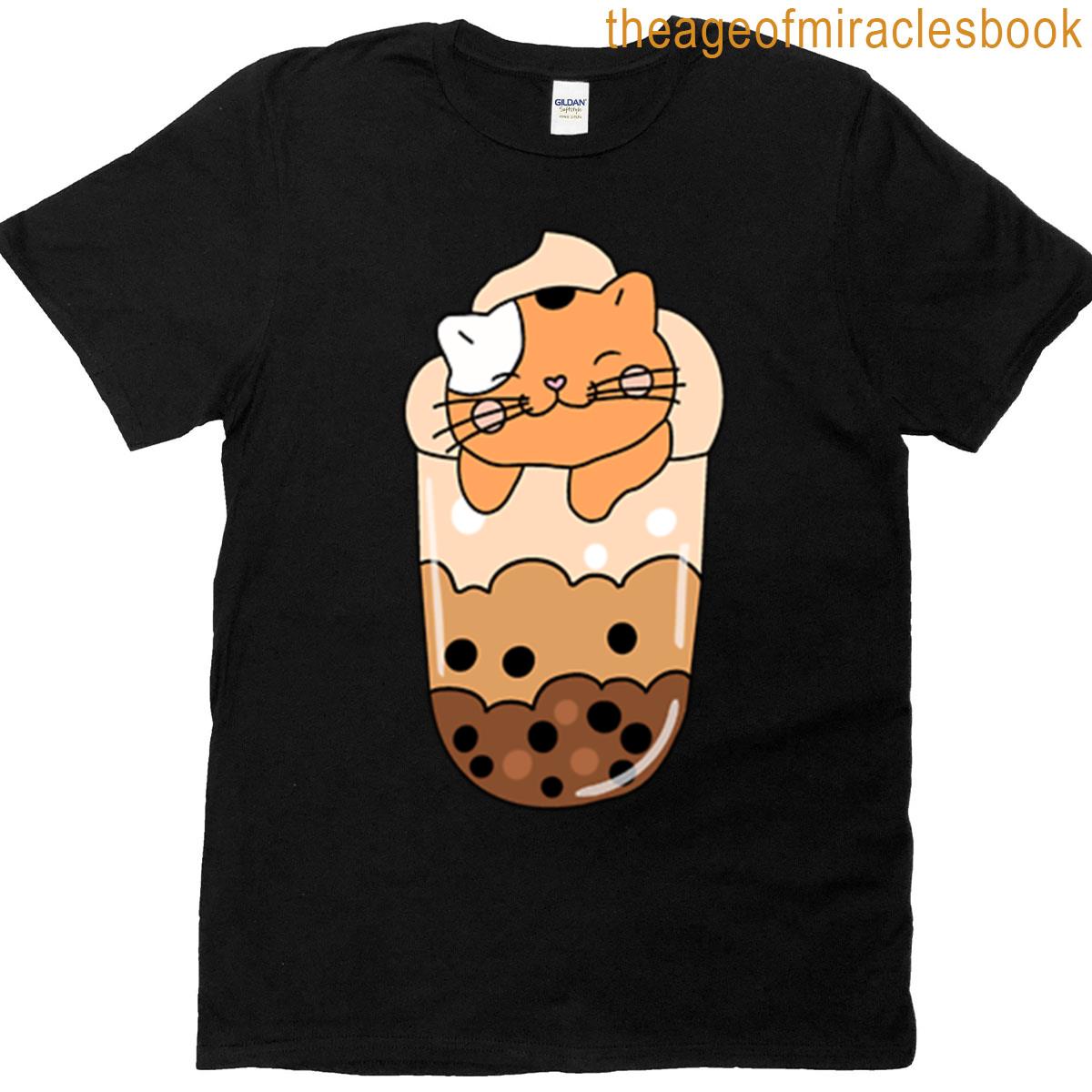 Calico Boba Cat Drink T-shirt