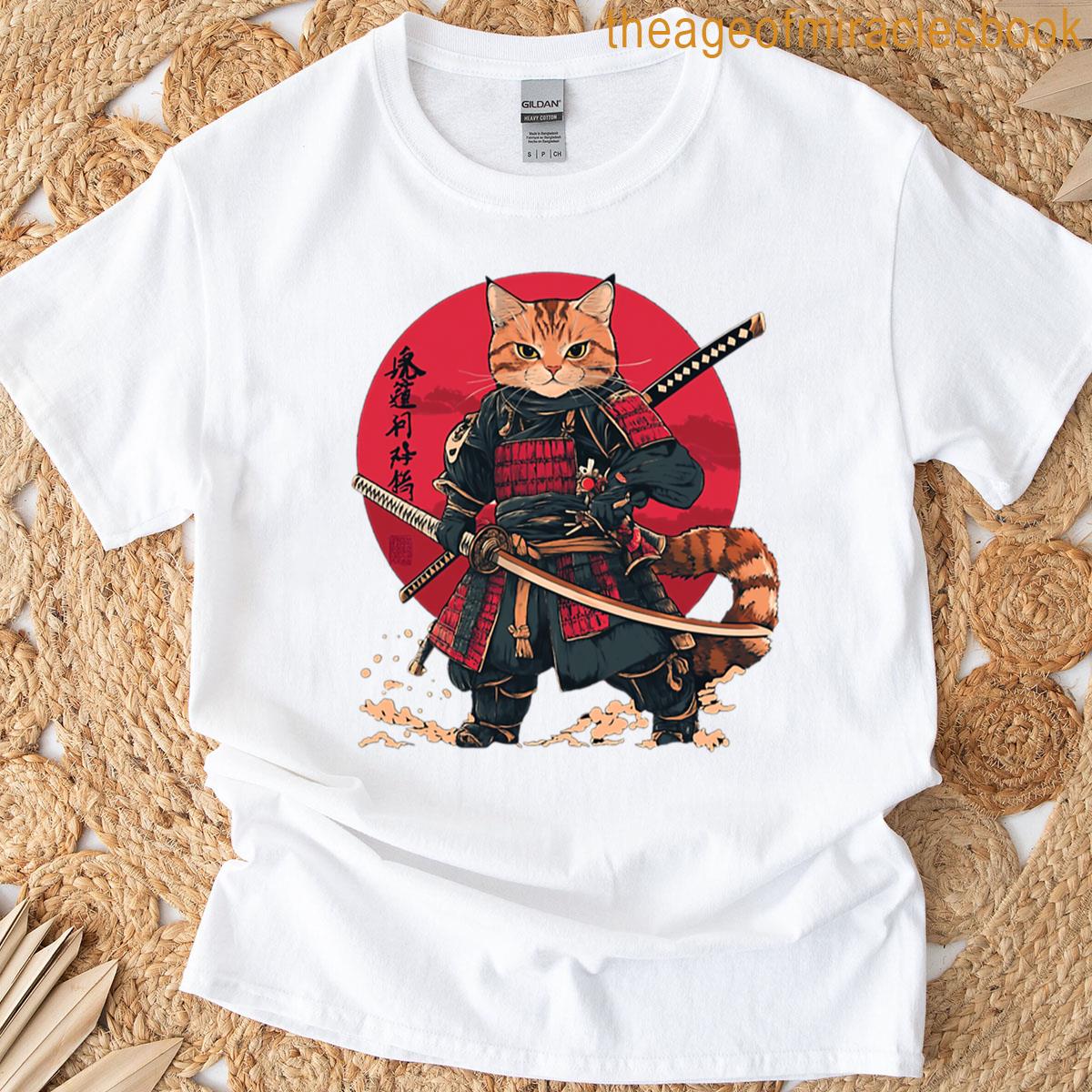 Cat Samurai Japan T-shirt