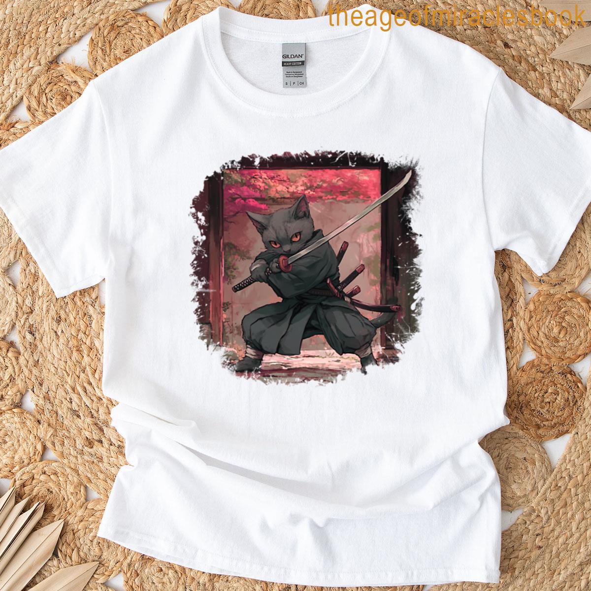 Cat Samurai Ninja T-shirt