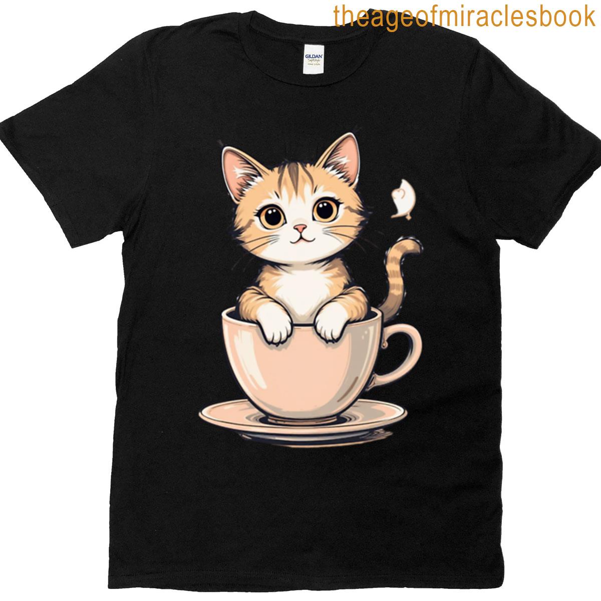 Coffee Cat Cutie Whimsical Vector Design Oversized T-shirt