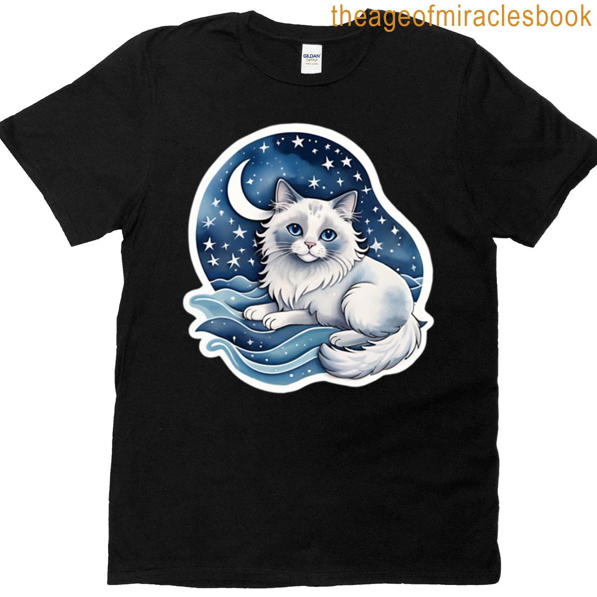 Ragdoll Cat Dreaming On Ocean Waves T-shirt
