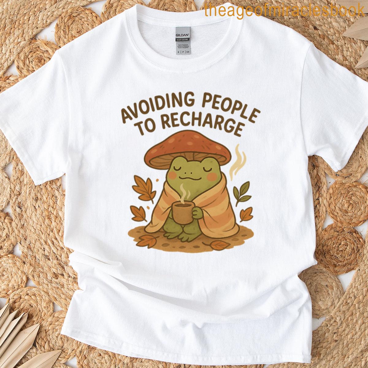 Avoiding People To Recharge Cozy Frog Introvert Sticker T-shirt
