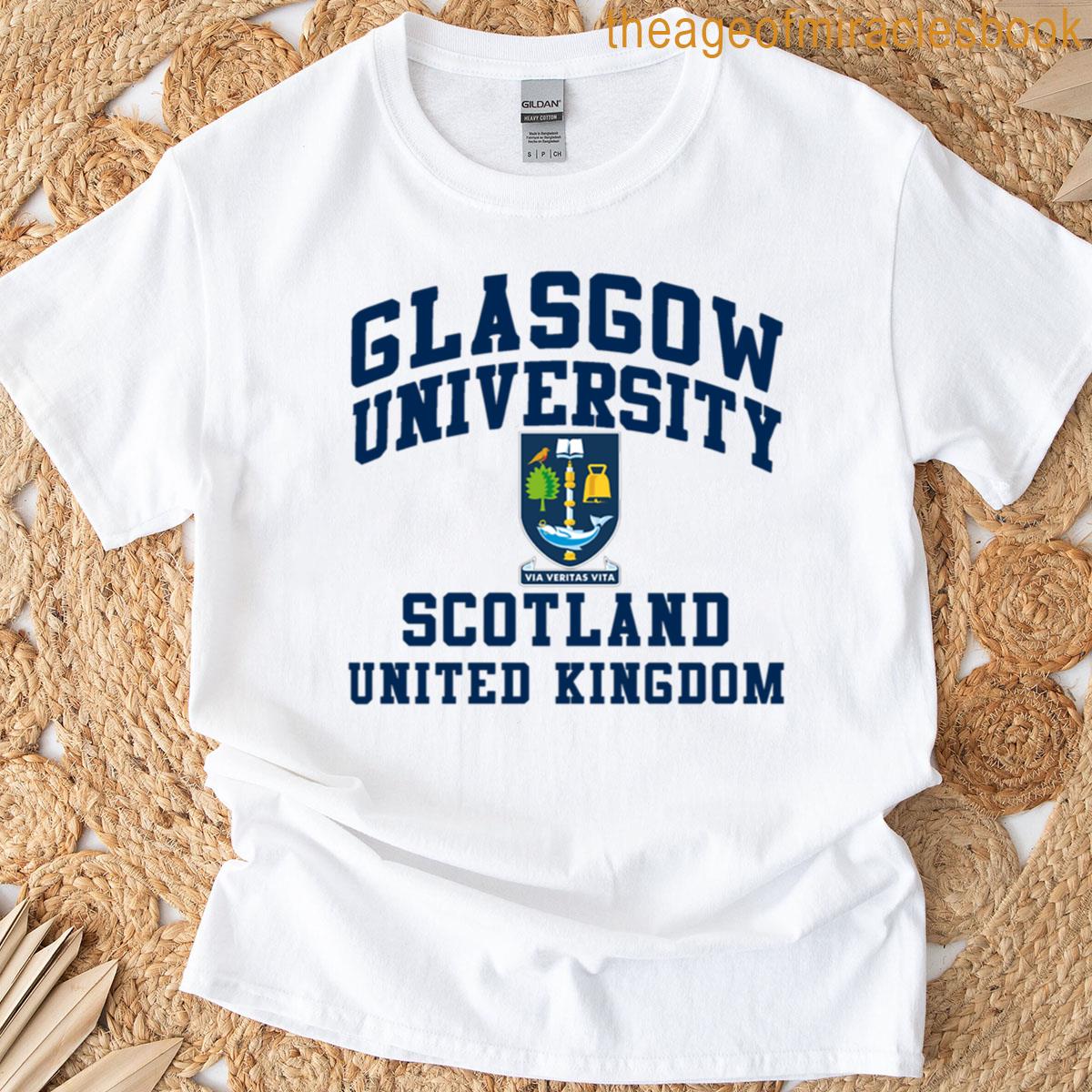 Blue Glasgow – College Font T-shirt
