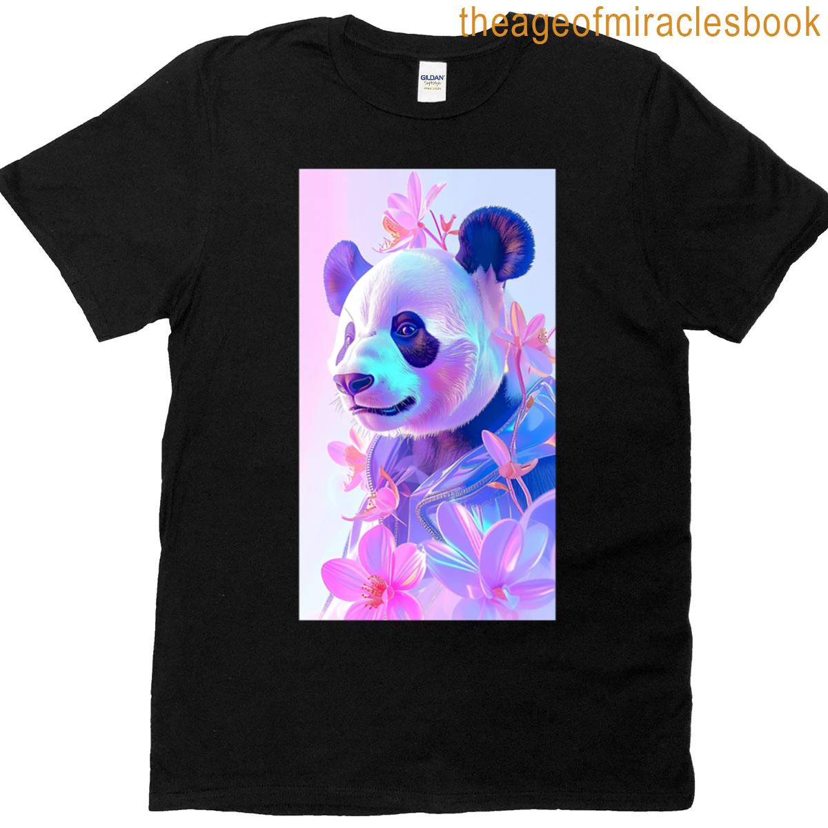 Chromatic Cuddles Pastel Panda Portrait T-shirt
