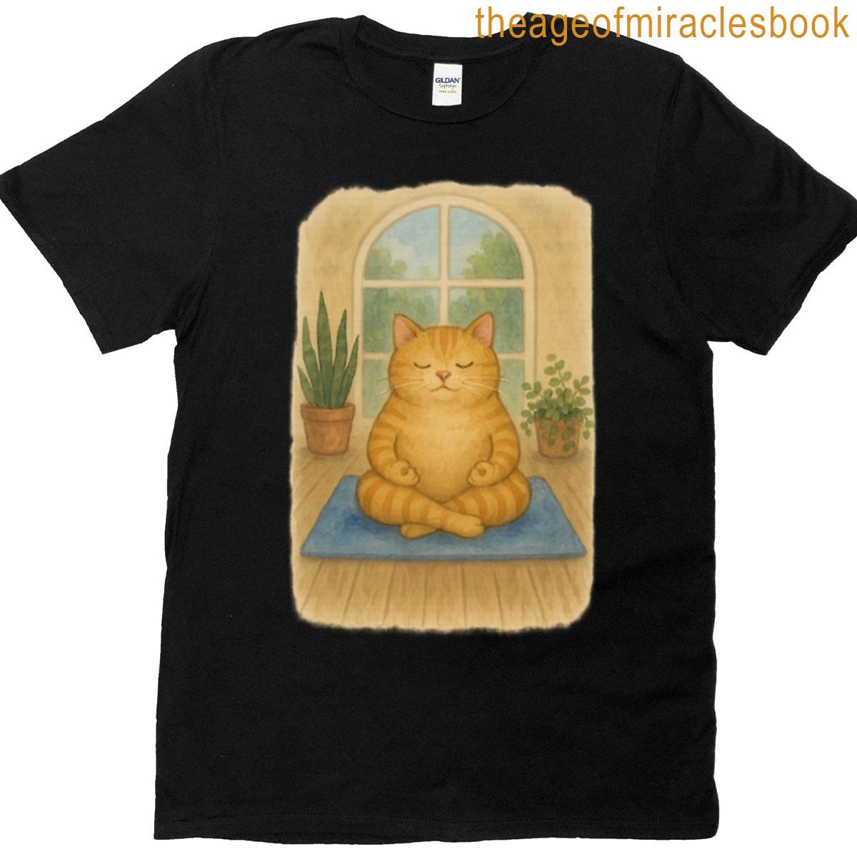 Cute Chubby Orange Cat Funny Watercolor Kitty T-shirt