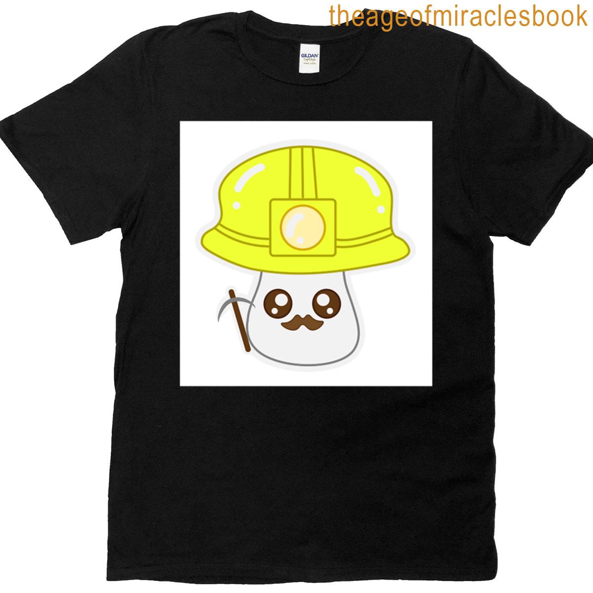 Cute Mushroom Miner With A Moustache T-shirt