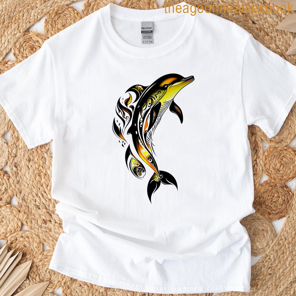 Dolphin Abstract Art – Yellow T-shirt
