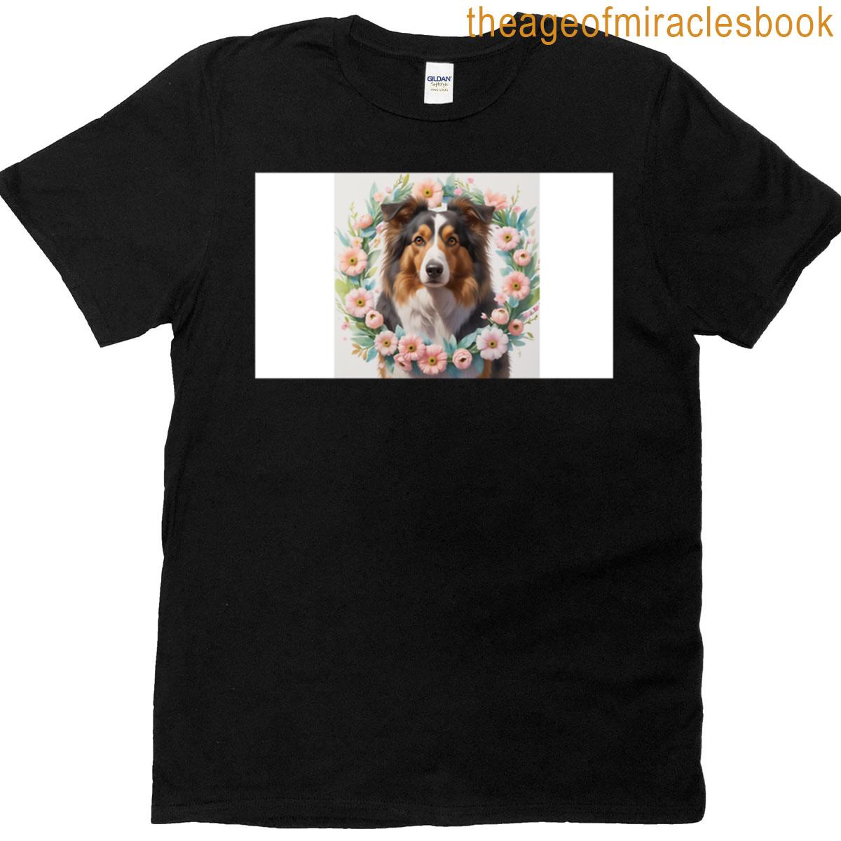 Elegant Brown Collie Dog Portrait T-shirt