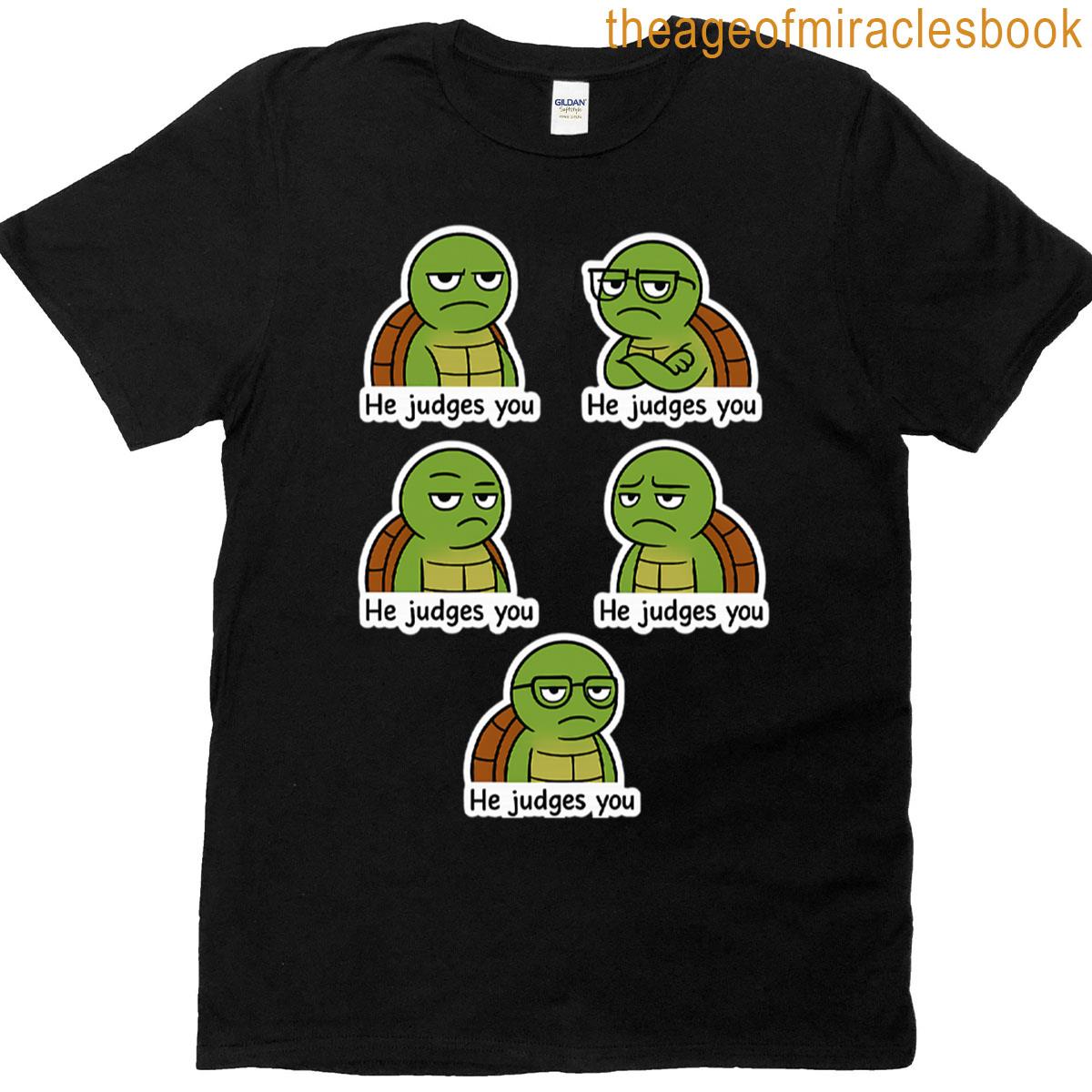 Judgmental Turtle Sticker Bundle He Judges You Expressions Set T-shirt