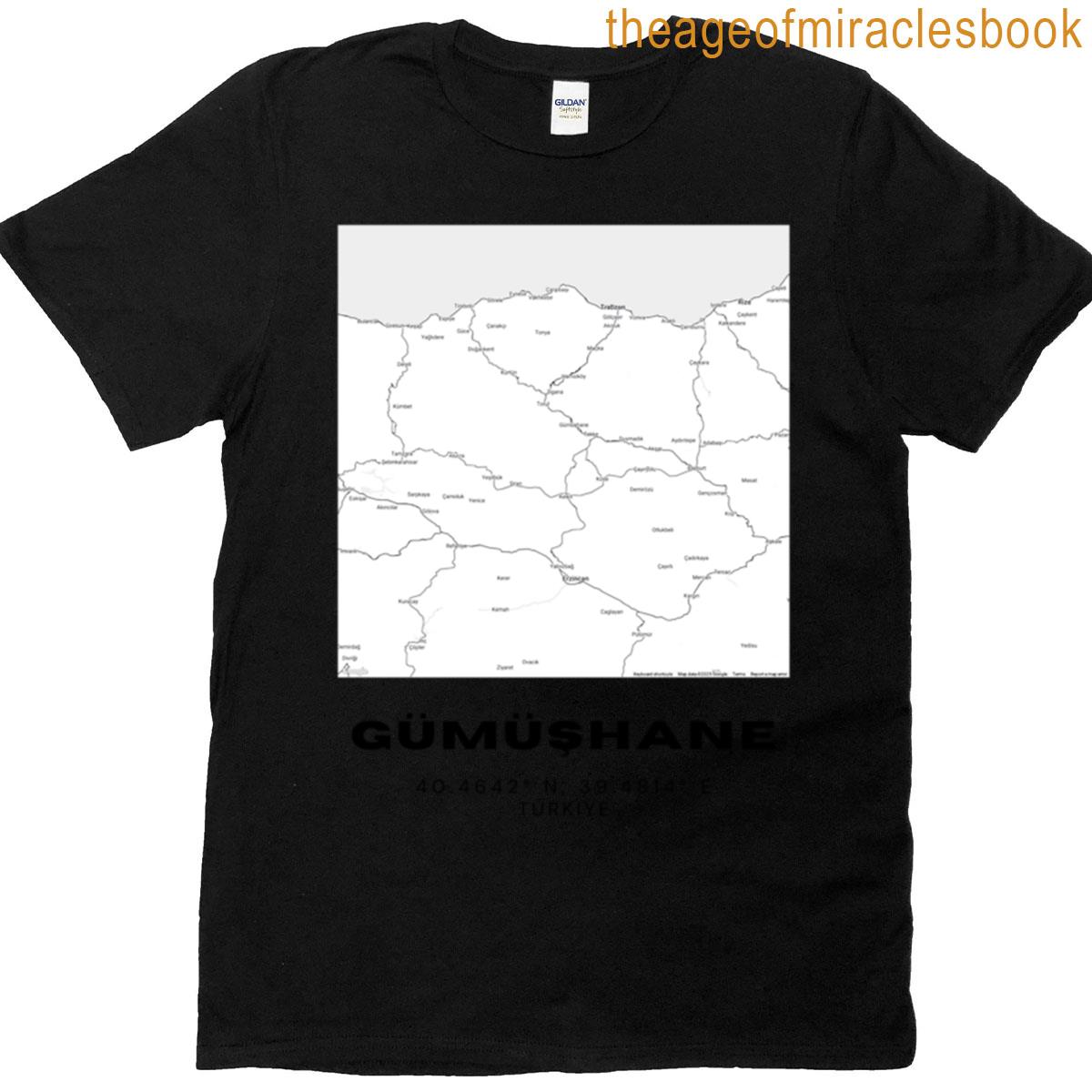 Minimalist Gmhane Map Elegant Black White Map Poster T-shirt