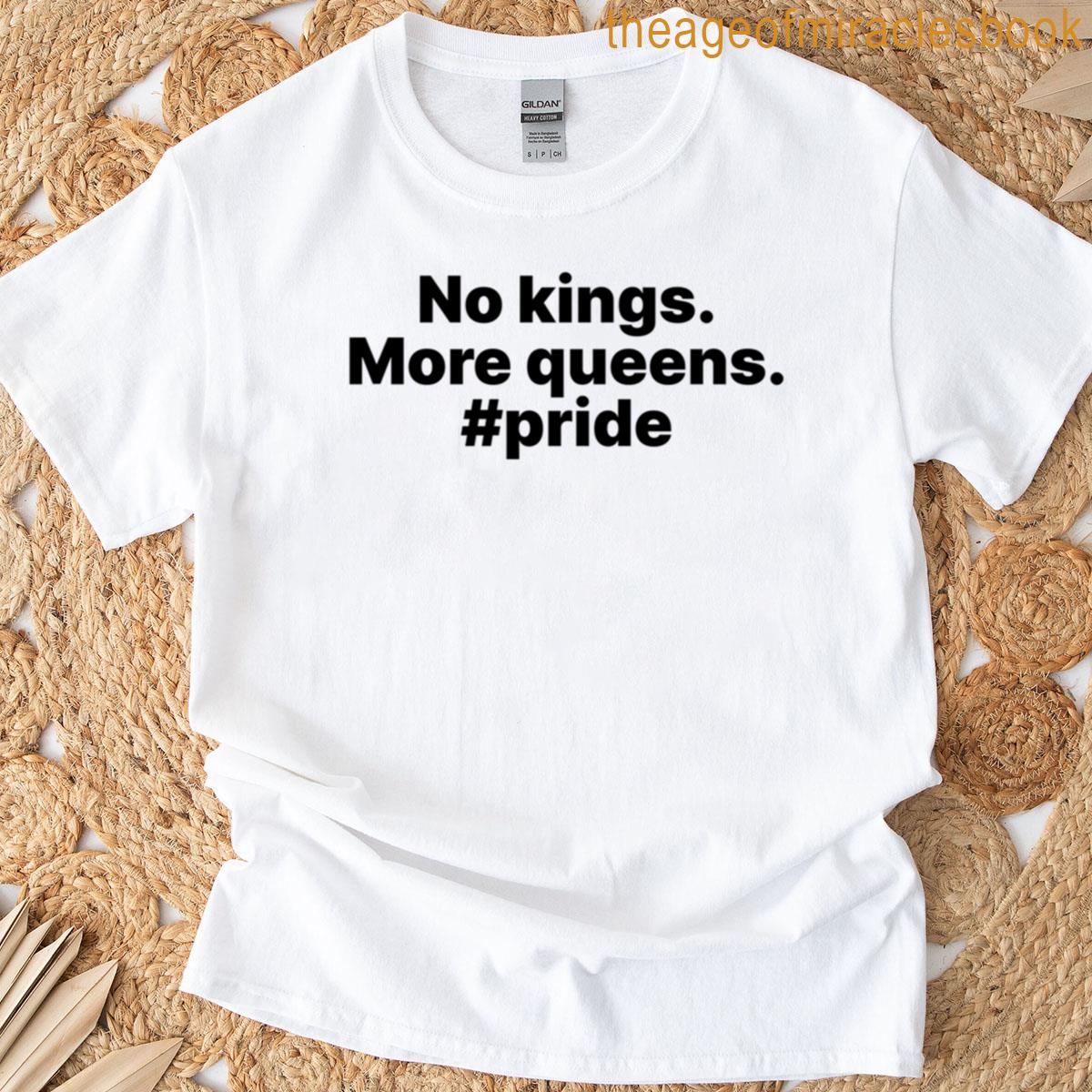 No Kings More Queens Pride Black Text T-shirt