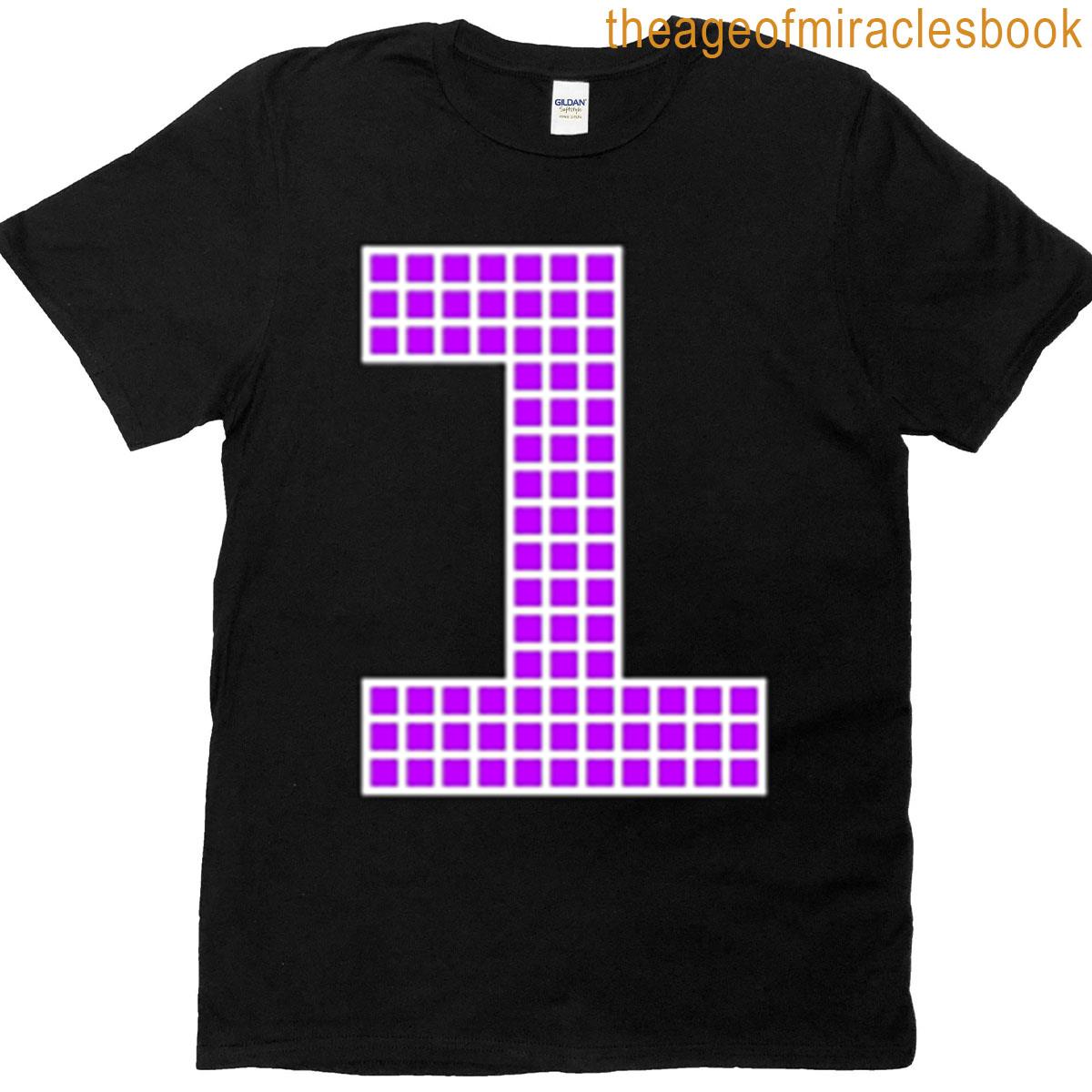 Number 1 – Purple Pixel Block Character T-shirt
