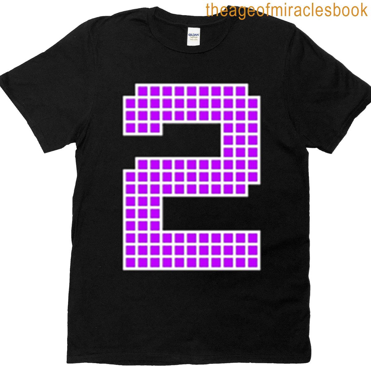 Number 2 – Purple Pixel Block Character T-shirt