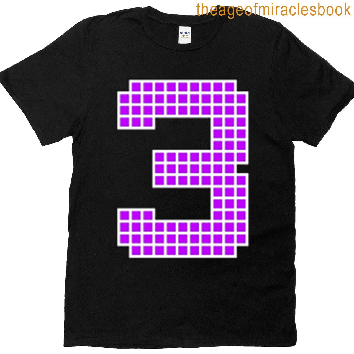 Number 3 – Purple Pixel Block Character T-shirt